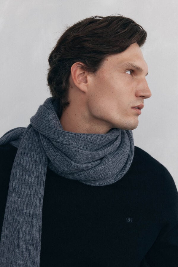 Pedro del Hierro Merino wool and cashmere crew neck sweater Black