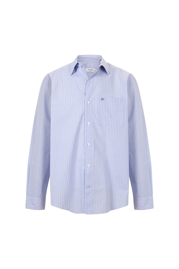 Pedro del Hierro Striped poplin relax fit shirt Blue