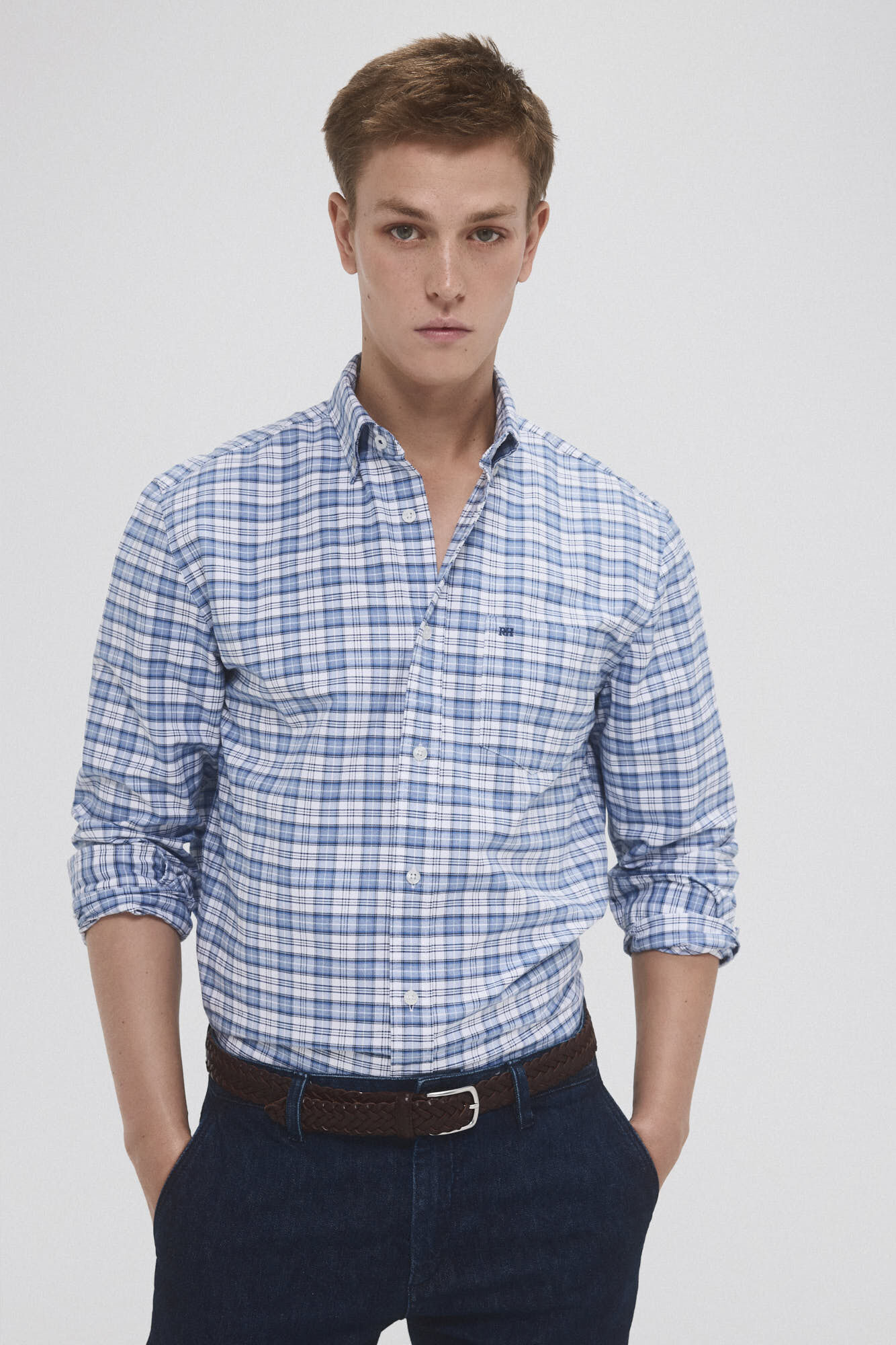Pedro del Hierro Iconic plain oxford shirt
