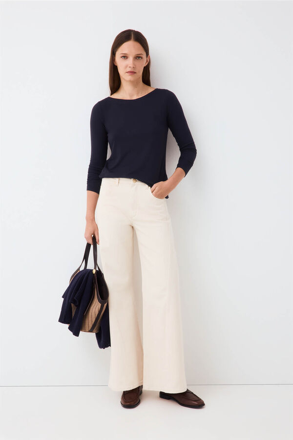 Pedro del Hierro Camiseta rib cuello barco Azul