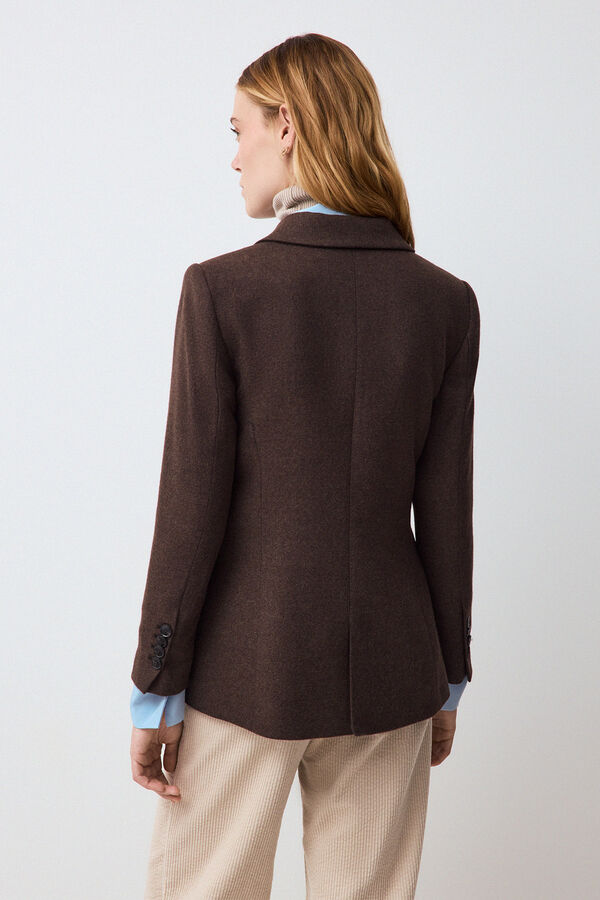Pedro del Hierro Herringbone double-breasted blazer Brown