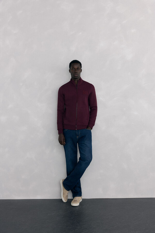 Pedro del Hierro Technical fabric cardigan Burgundy