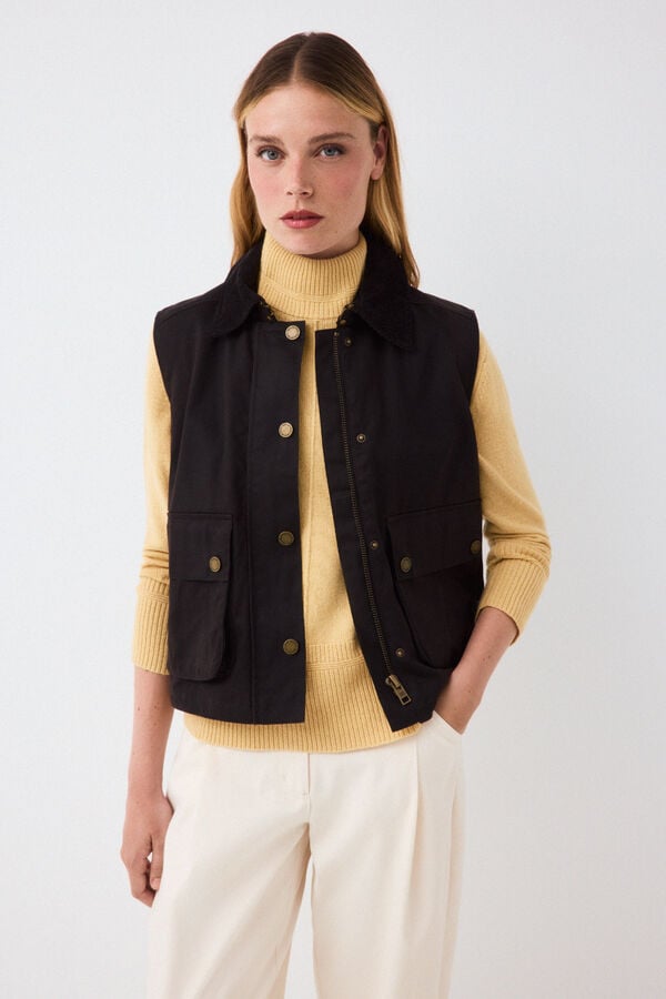 Pedro del Hierro Waxed short gilet Brown