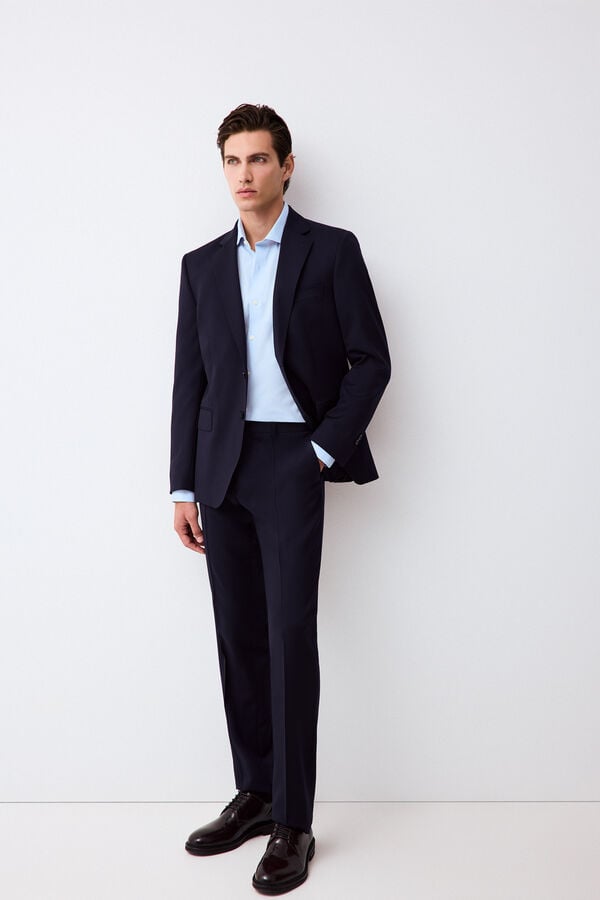 Pedro del Hierro Plain non-iron + anti-stain dress shirt Blue