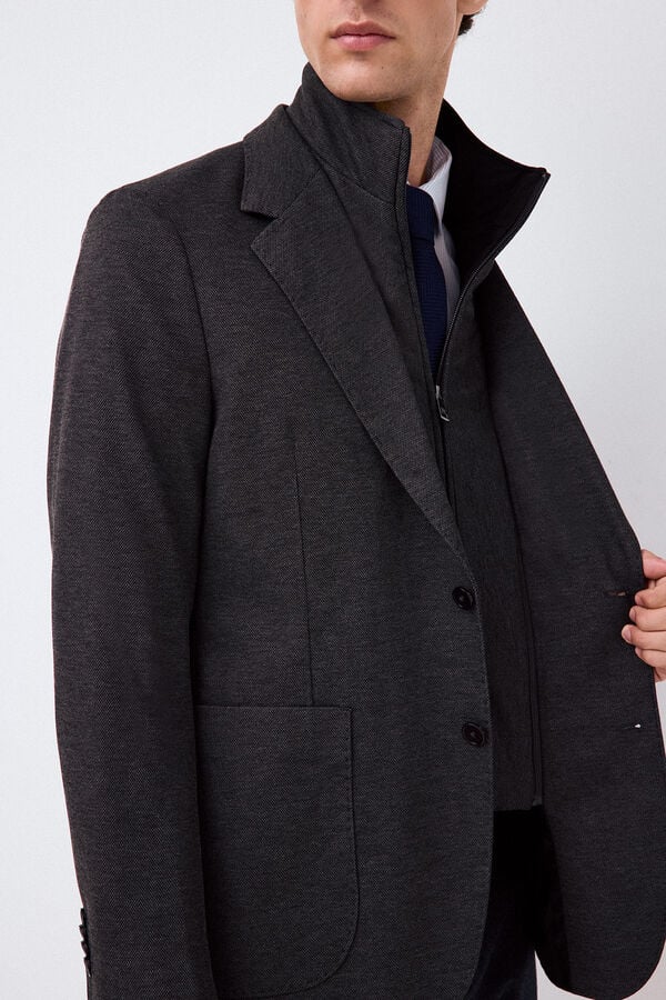 Pedro del Hierro Knit jacket with removable lining Grey