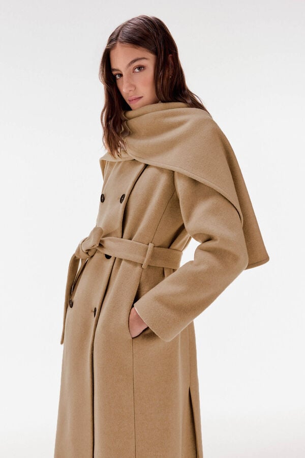 TFP by Tamara Falcó double-breasted coat with scarf Brown