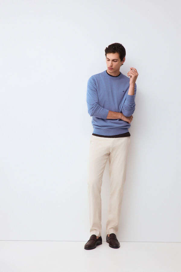 Pedro del Hierro Fine knit premium cotton jumper Blue