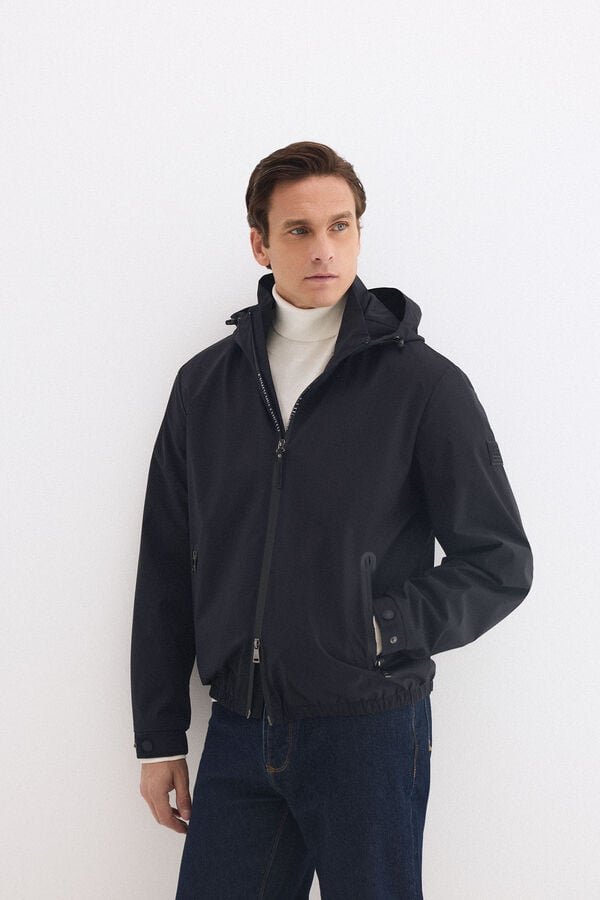 Pedro del Hierro Technical lightweight hooded jacket Blue