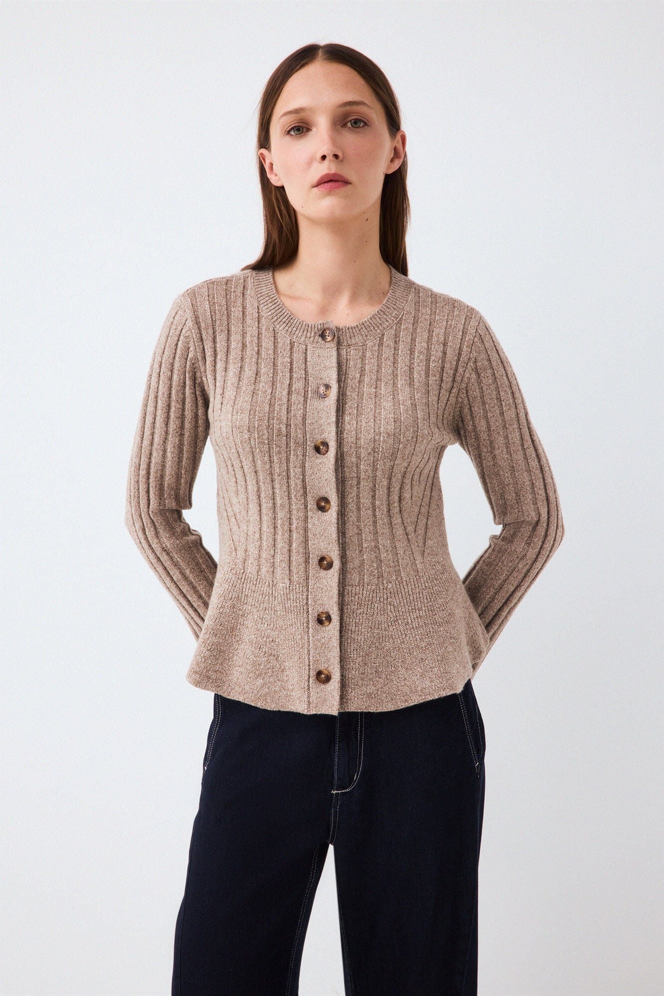 Pedro del Hierro Ribbed peplum jacket with buttons