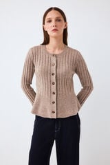 Pedro del Hierro Ribbed peplum jacket with buttons Ecru