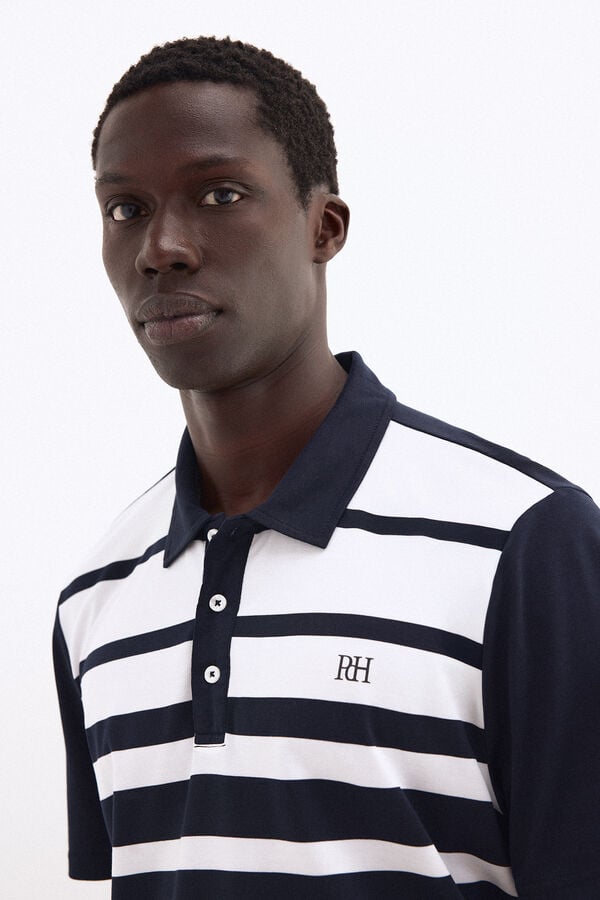 Pedro del Hierro Striped golf polo shirt Blue