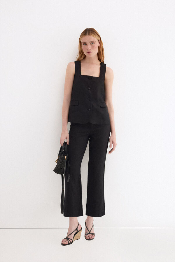 Pedro del Hierro Linen belted gilet Black