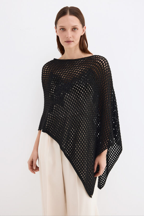 Pedro del Hierro Jersey-knit sequinned cape Black