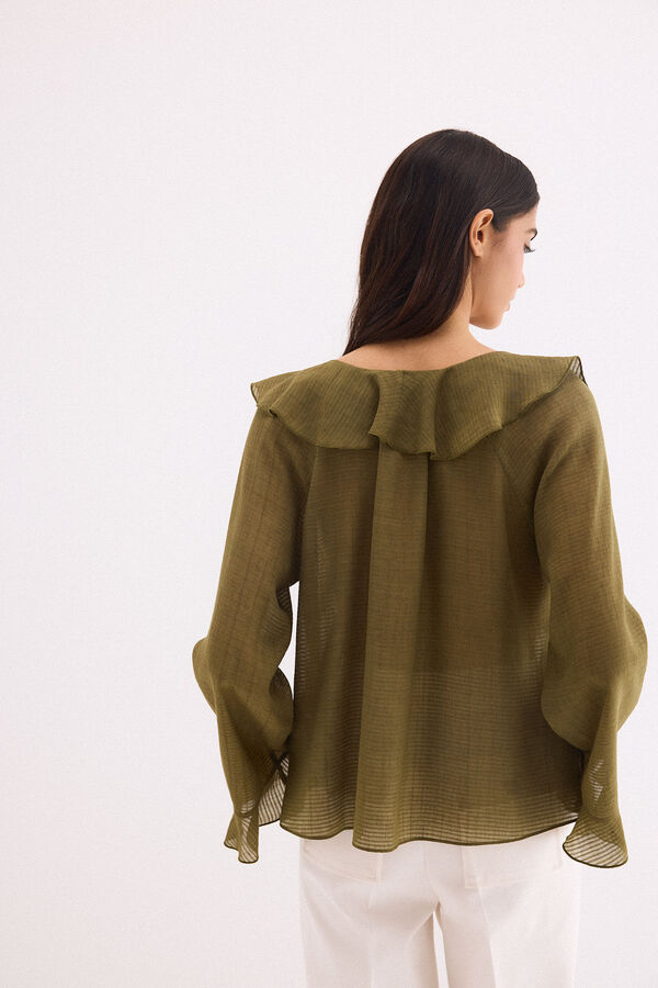 Pedro del Hierro Plain ruffled blouse Green