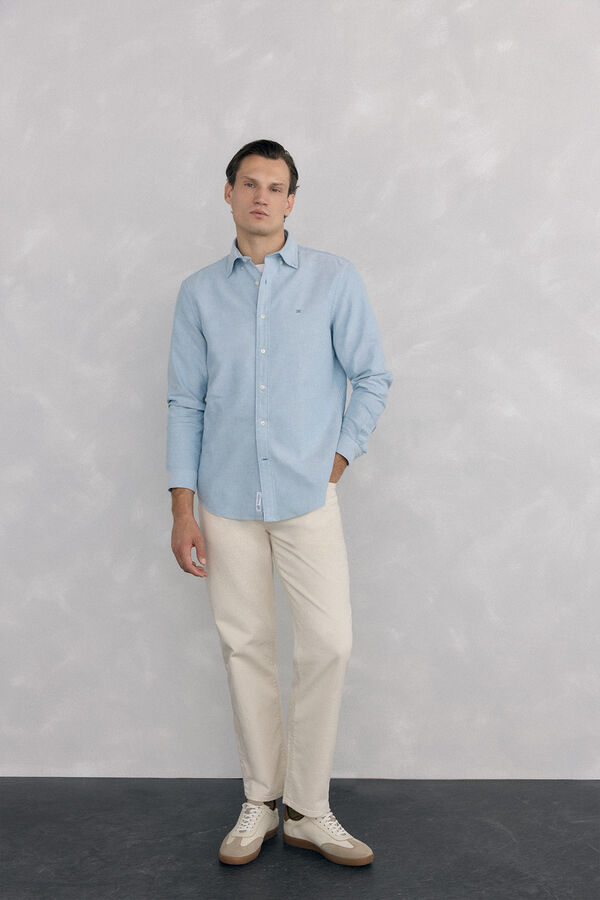 Pedro del Hierro Iconic plain oxford shirt Turquoise