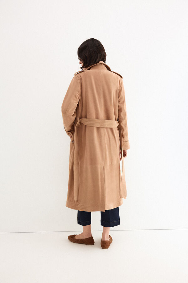 Pedro del Hierro Suede trench coat Beige