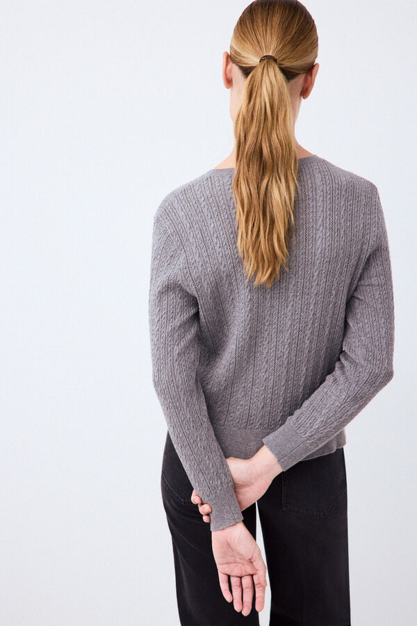 Pedro del Hierro Oversize mini cross-knit jumper Grey