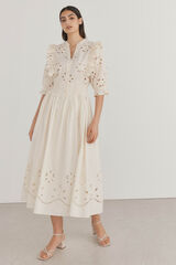 Pedro del Hierro embroidered dress with ruffles Ecru
