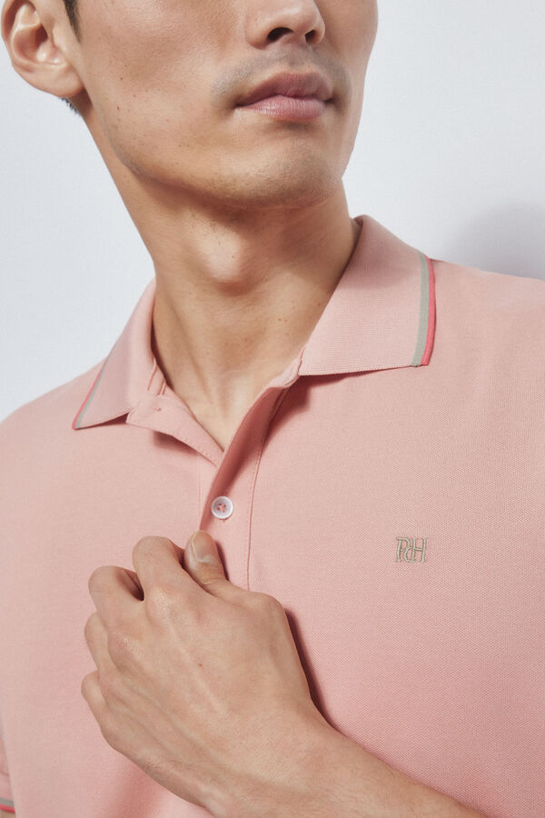 Pedro del Hierro Plain tipped polo shirt Pink