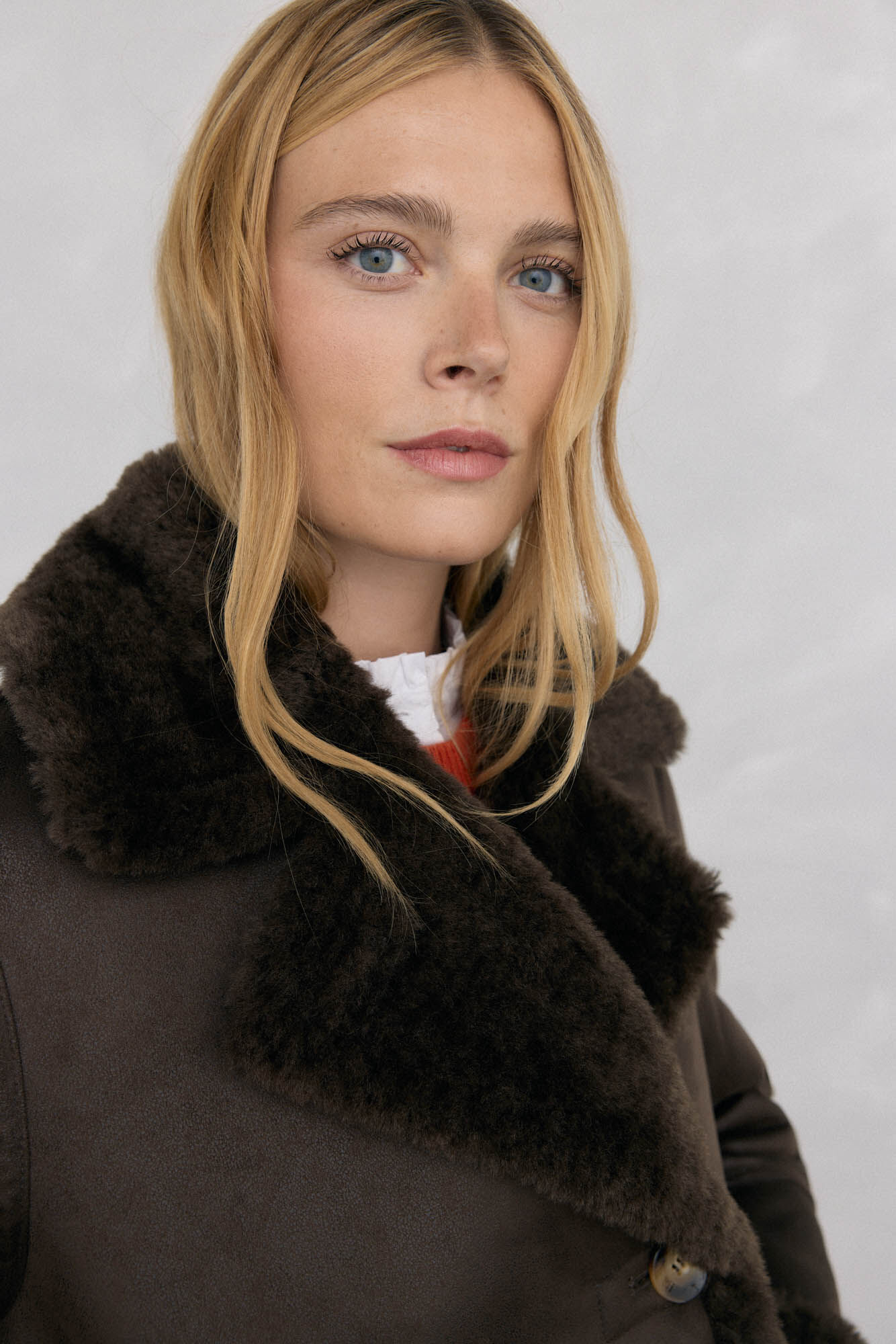 Pedro del Hierro Double-sided faux shearling coat