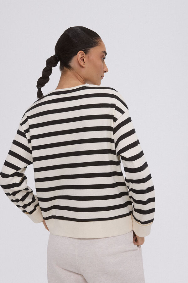 Pedro del Hierro Striped sweatshirt with logo Black