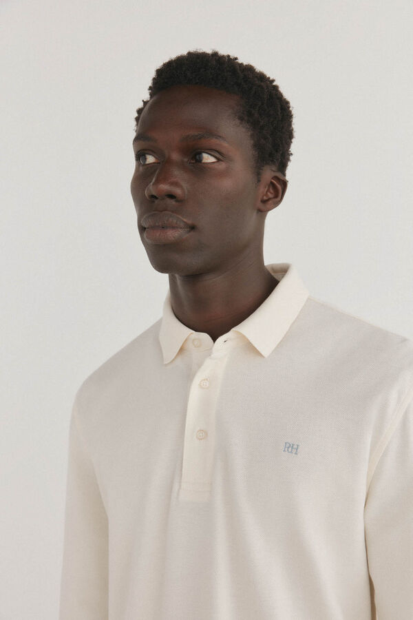 Pedro del Hierro Essential long-sleeved polo shirt Ecru