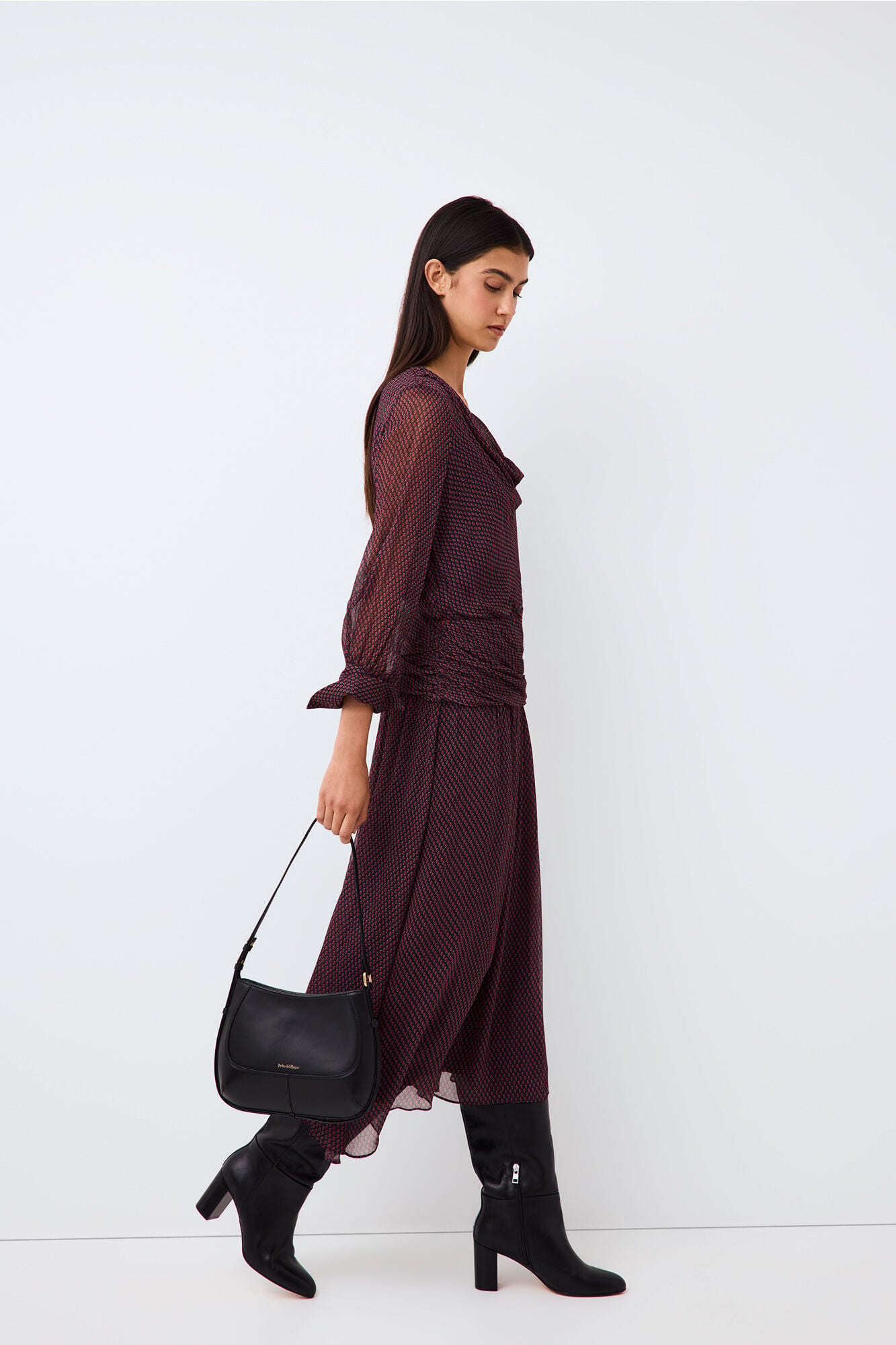 Pedro del Hierro Scarf neckline and draped skirt dress