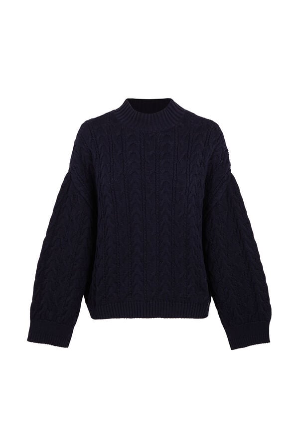 Pedro del Hierro Spanish cotton cross-knit loose jumper Blue