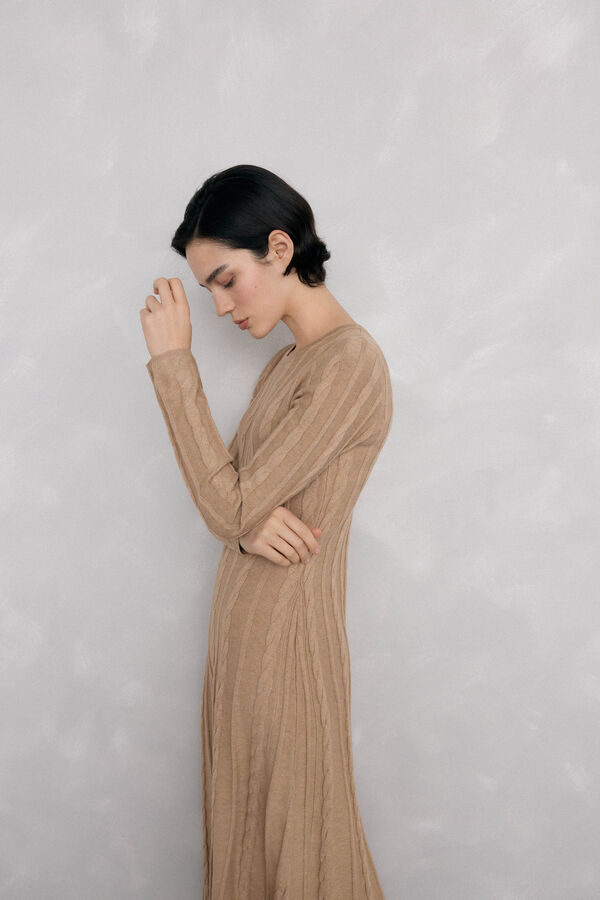 Pedro del Hierro Cross-knit dress Beige