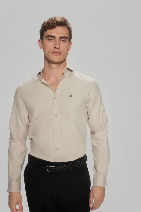 Pedro del Hierro Textured cashmere touch shirt Beige