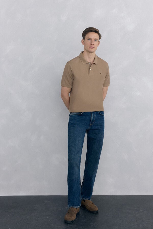 Pedro del Hierro Basic piqué polo shirt Beige