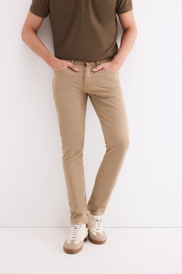 Pedro del Hierro Slim fit 5-pocket trousers Beige