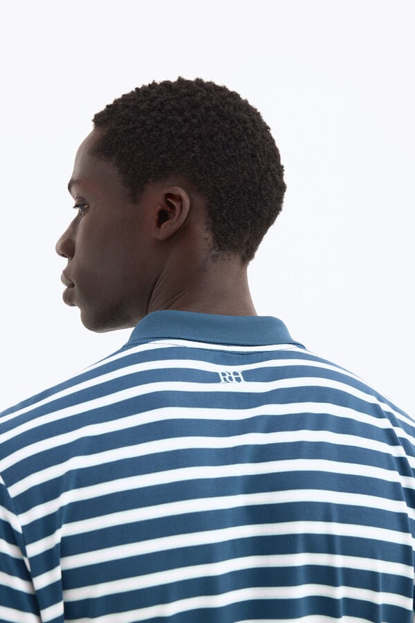 Pedro del Hierro Striped golf polo shirt Blue