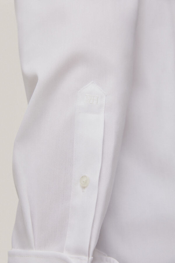 Pedro del Hierro Plain structured cuff link dress shirt, non-iron + stain-resistant White