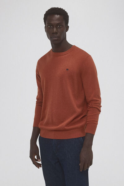 Pedro del Hierro Wool and cashmere round neck jumper Brown