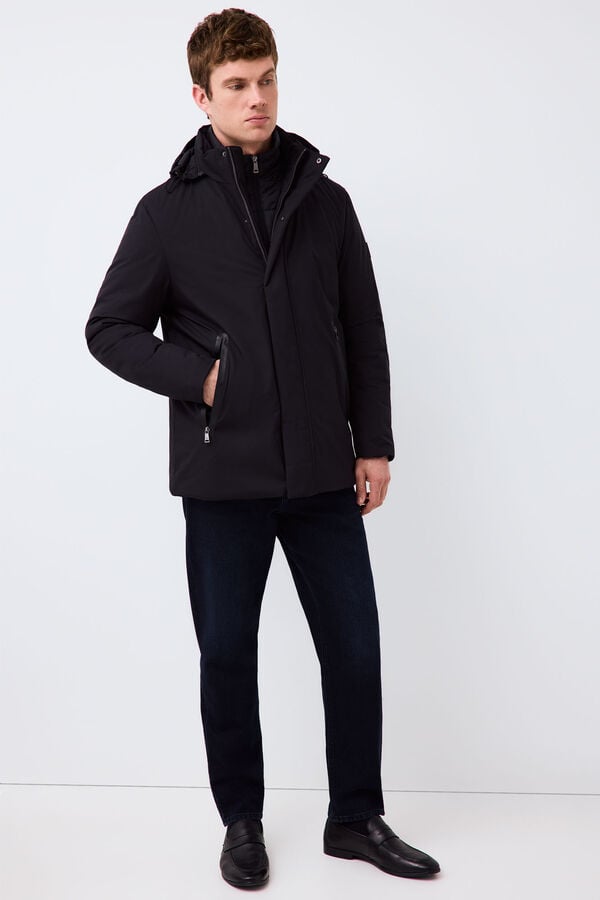 Pedro del Hierro Long technical parka Black