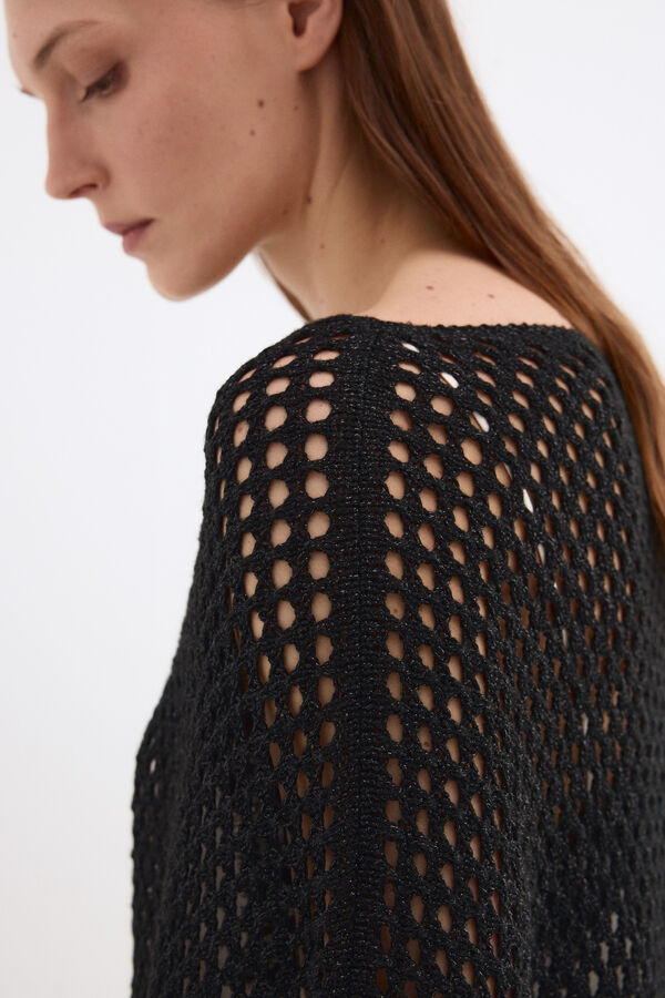 Pedro del Hierro Jersey-knit sequinned cape Black
