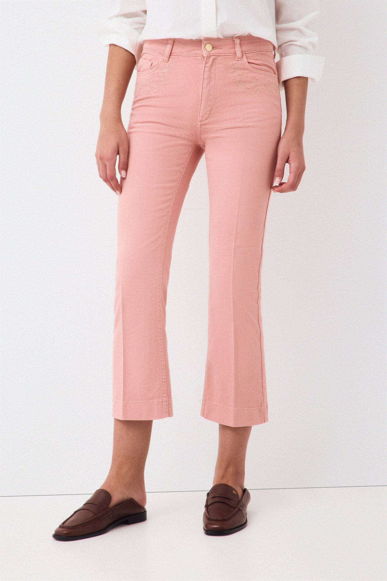 Pedro del Hierro Embroidered cropped flare jeans