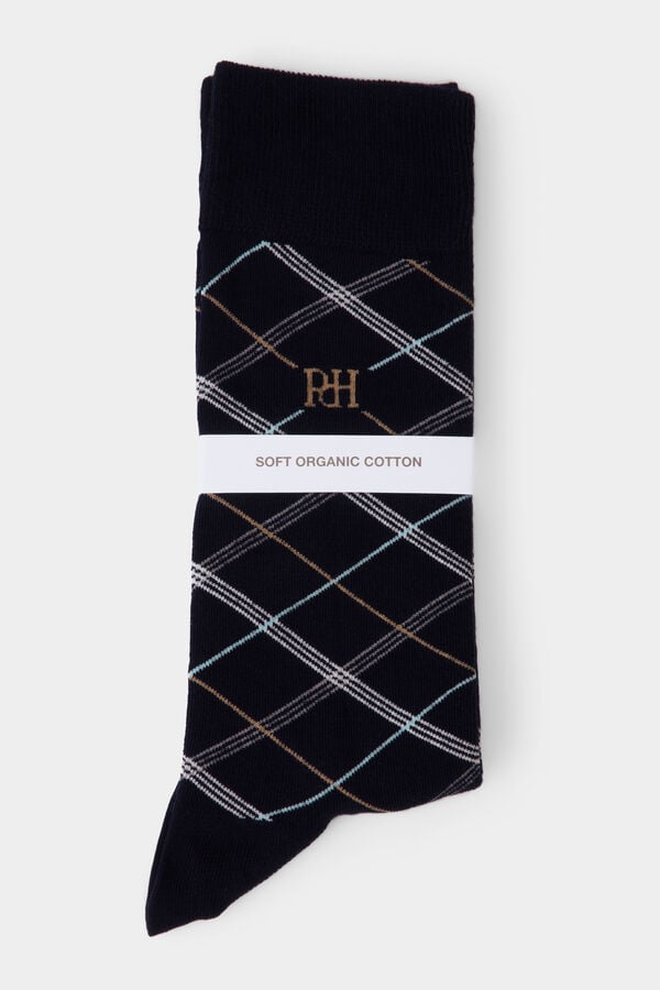 Pedro del Hierro Diamond pattern socks Blue