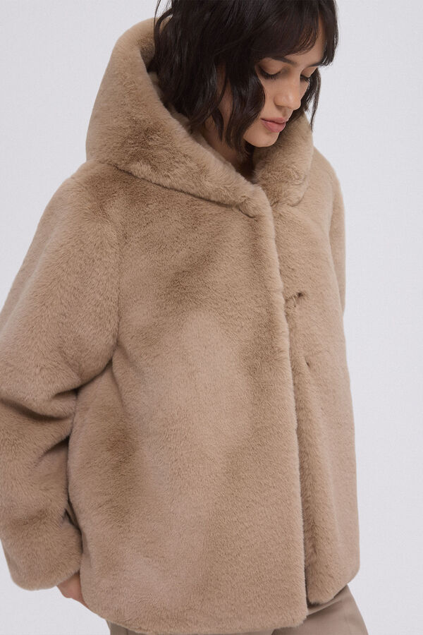 Pedro del Hierro Fake fur hood jacket Grey