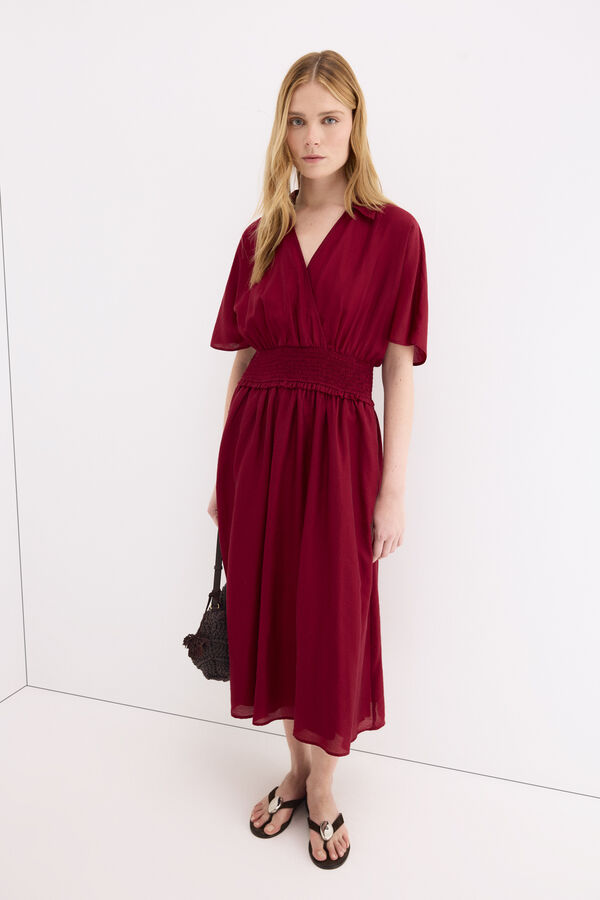 Pedro del Hierro Gathered waist detail midi dress Burgundy