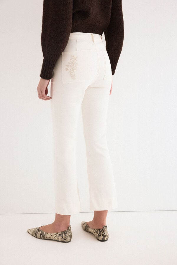 Pedro del Hierro Jeans flare cropped Ecru