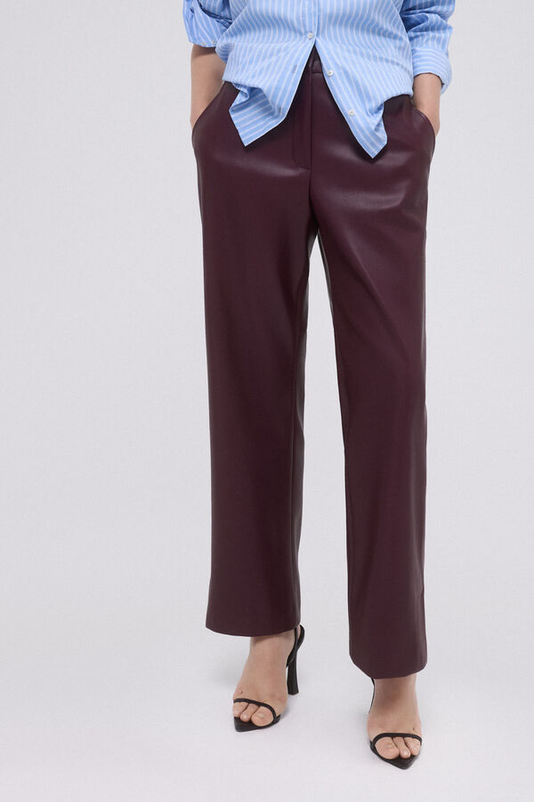 Pedro del Hierro Faux leather trousers Red