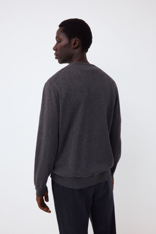 Pedro del Hierro Premium cotton fine knit V-neck jumper Grey