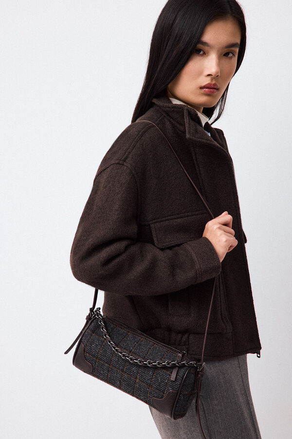 Pedro del Hierro Plaid mini handbag Brown