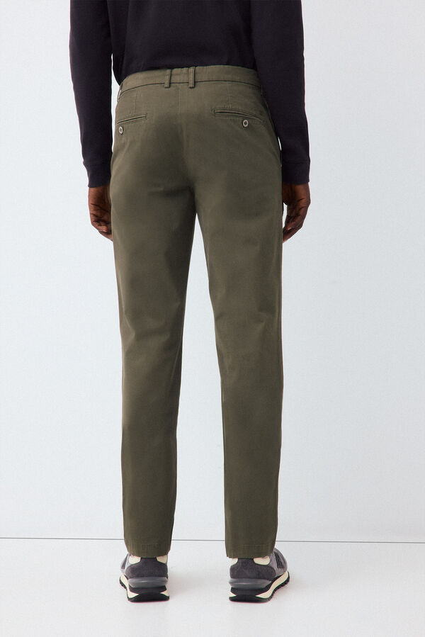 Pedro del Hierro Twill light regular dress chinos Green