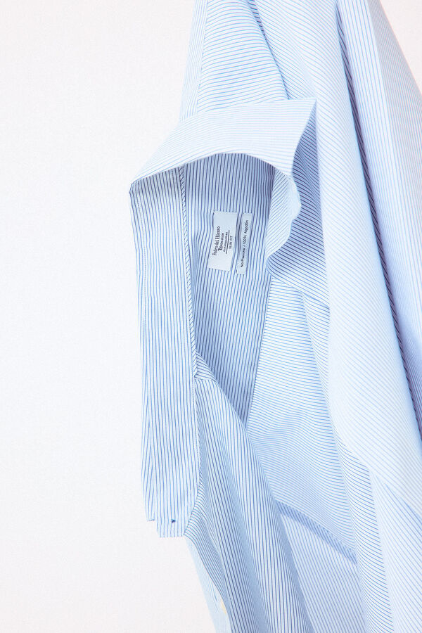 Pedro del Hierro Striped non-iron + anti-stain slim fit dress shirt Blue