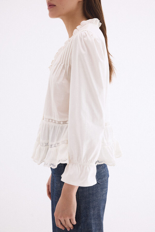 Pedro del Hierro Camiseta combinada volantes Blanco