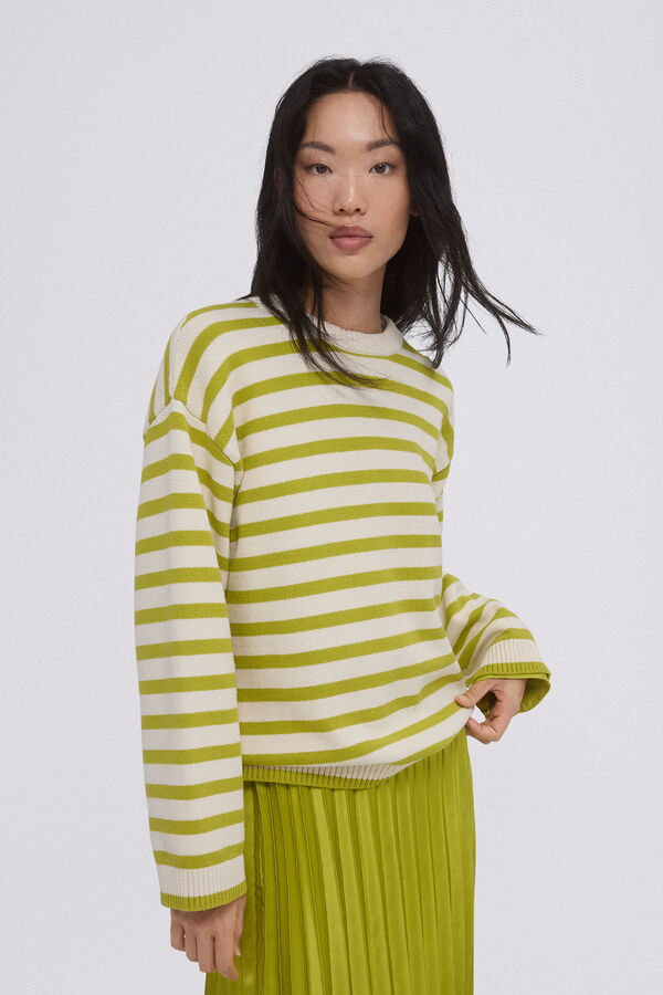 Pedro del Hierro Striped jumper with buttons Green
