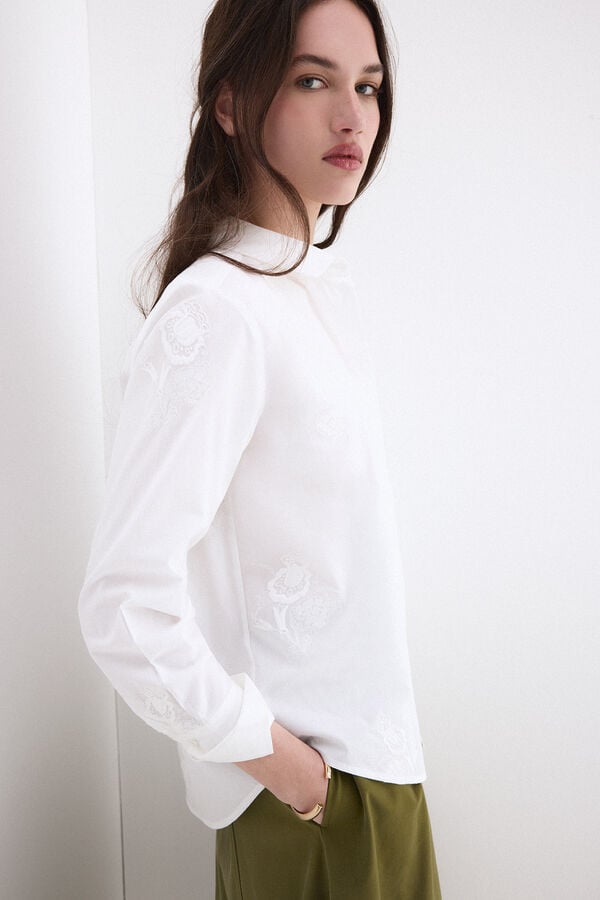 Pedro del Hierro Loose embroidered shirt White